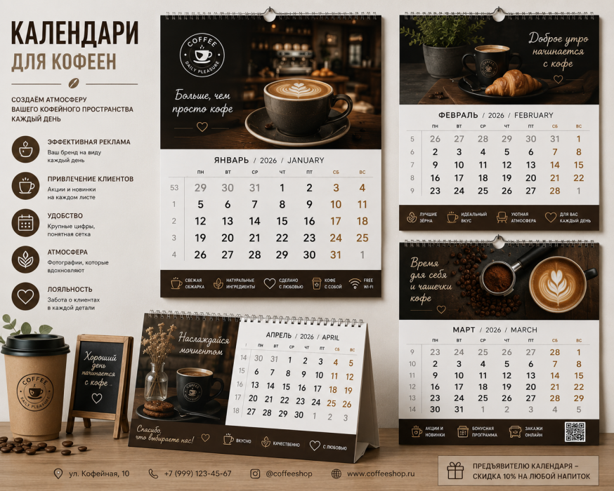 Печать календарей для кофейни