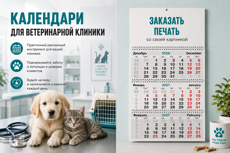 Печать календарей для ветеринарных клиник
