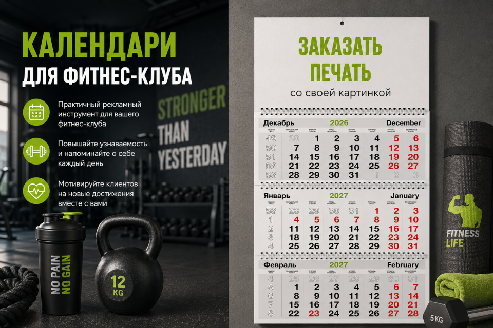 Печать календарей для фитнес-клубов