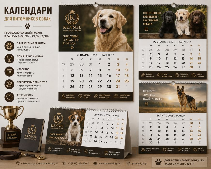 Печать календарей для питомников собак